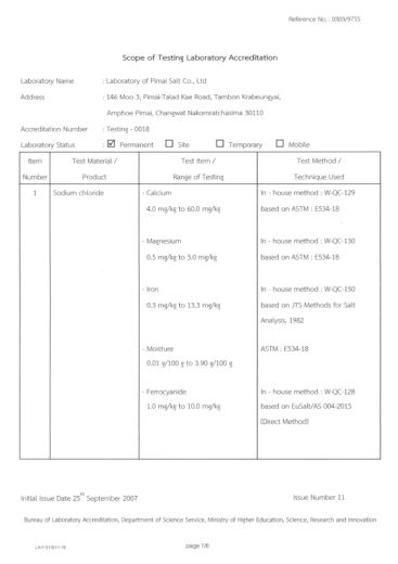 Certificate ISO1725 Issue date 27 jun 2022 - 26 Jun 2026