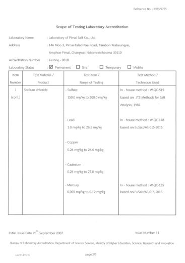 Certificate ISO1725 Issue date 27 jun 2022 - 26 Jun 2026