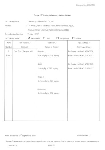 Certificate ISO1725 Issue date 27 jun 2022 - 26 Jun 2026