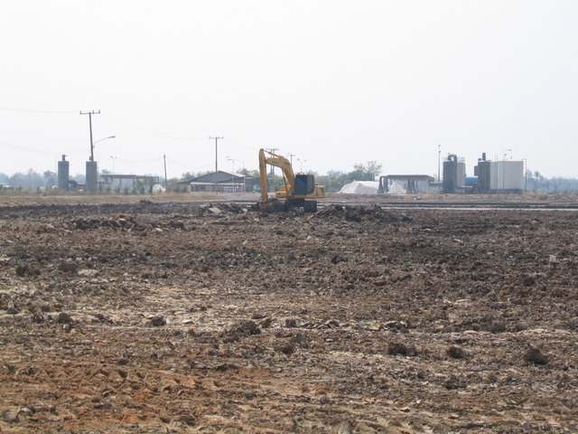 Land was cleared the concrete and designed the rice plot.